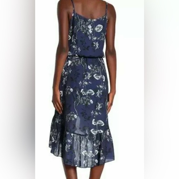 Parker Navy Paradise Floral Ruffle Midi Dress | NWT | Size M - Picture 2 of 6